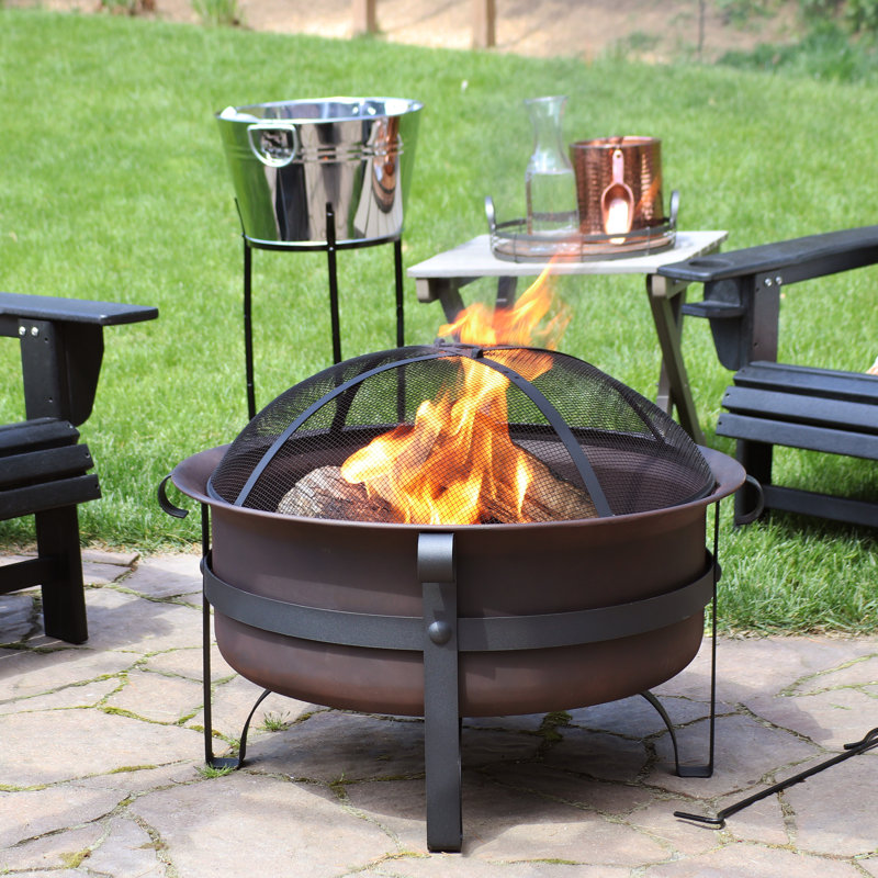 Red Barrel Studio® 29Inch Steel Cauldron Style Fire Pit And Spark
